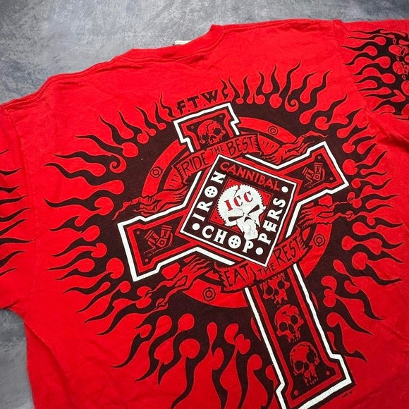 red y2k cross skater grunge styler crosses flame - Picture 5 of 7